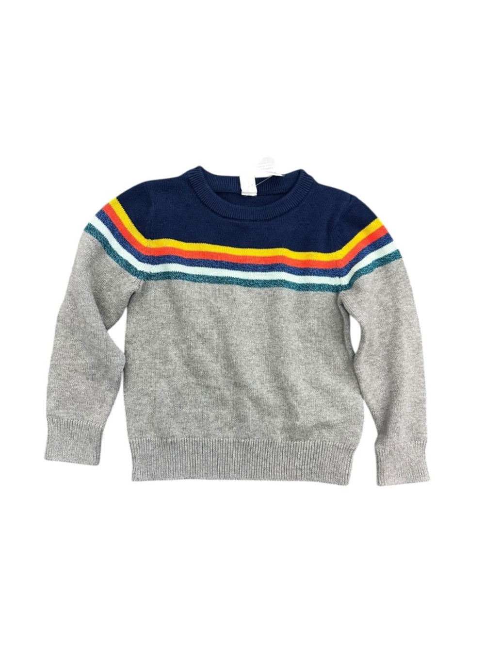 Baby‎ Gap Gray Sweater Rainbow Chest Stripes 100% Cotton Size 5 NWT